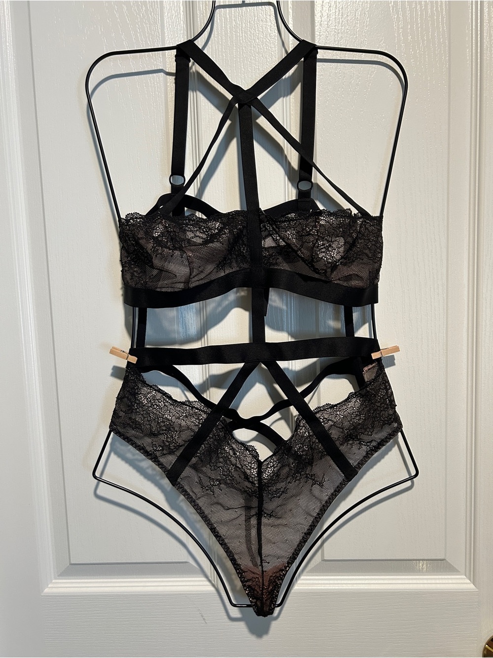 Victoria's Secret Black Lace Strappy Bra & Panty Set